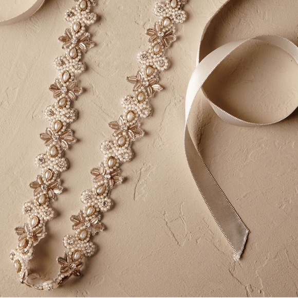 BHLDN Pearl Sash Bridal Lakshmi Belt Wedding - Picture 2 of 8